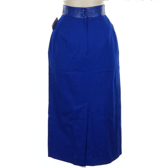 Joseph Ho Vintage 80s Style Wool Skirt in Cobalt Blue - Picture 2 of 11